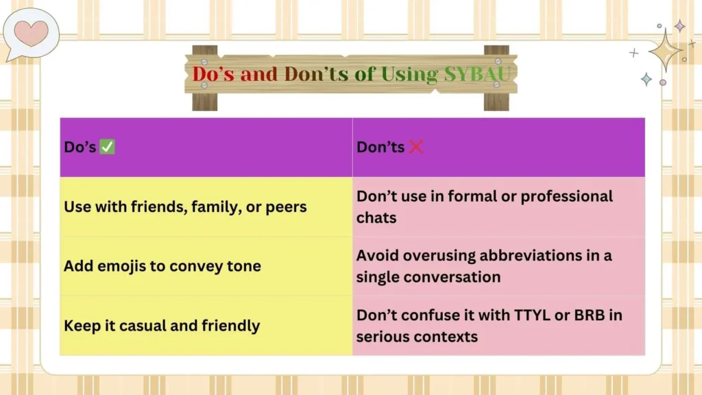 Do’s and Don’ts of Using SYBAU