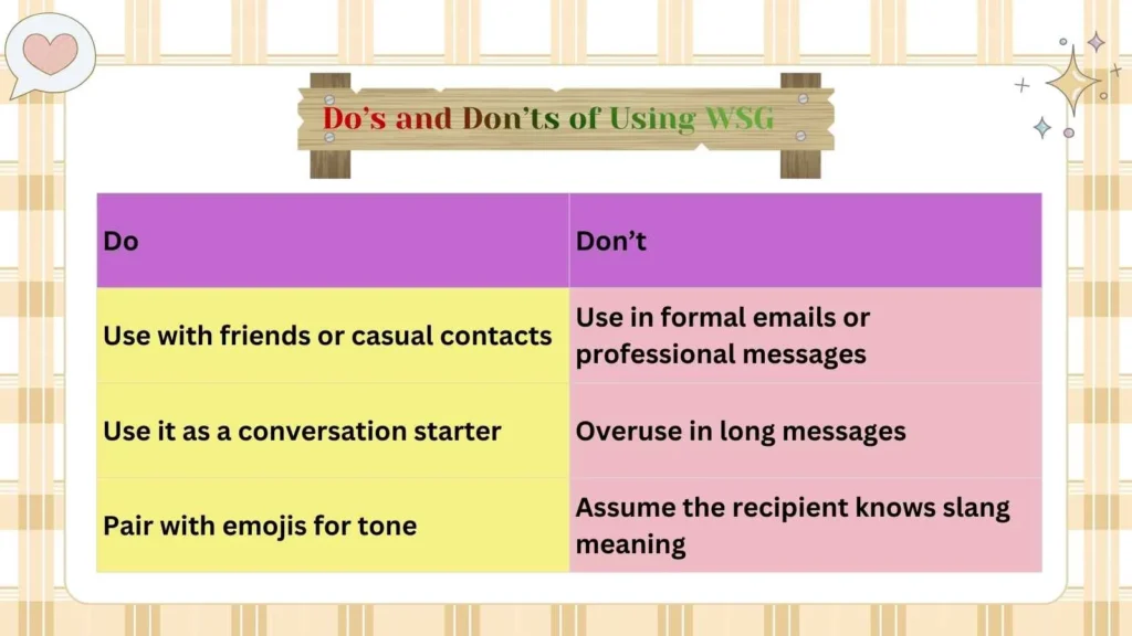 Do’s and Don’ts of Using WSG