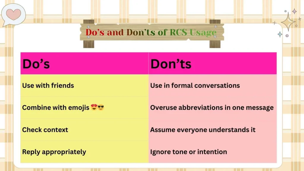 Do’s and Don’ts of RCS Usage