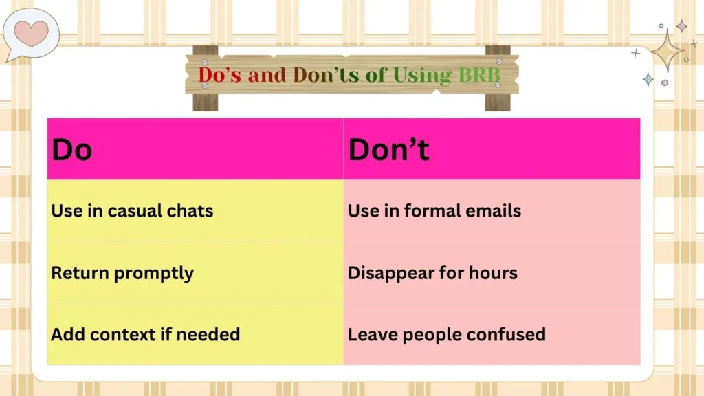 Do’s and Don’ts of Using BRB 