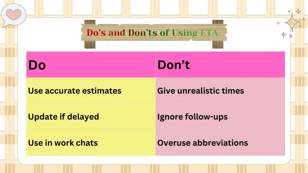 Do’s and Don’ts of Using ETA 