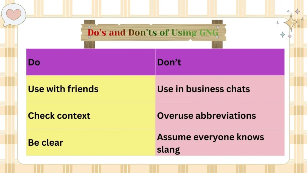 Do’s and Don’ts of Using GNG