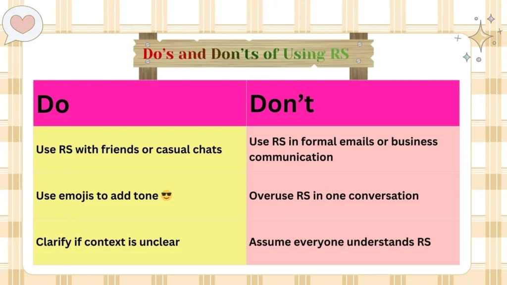 Do’s and Don’ts of Using RS