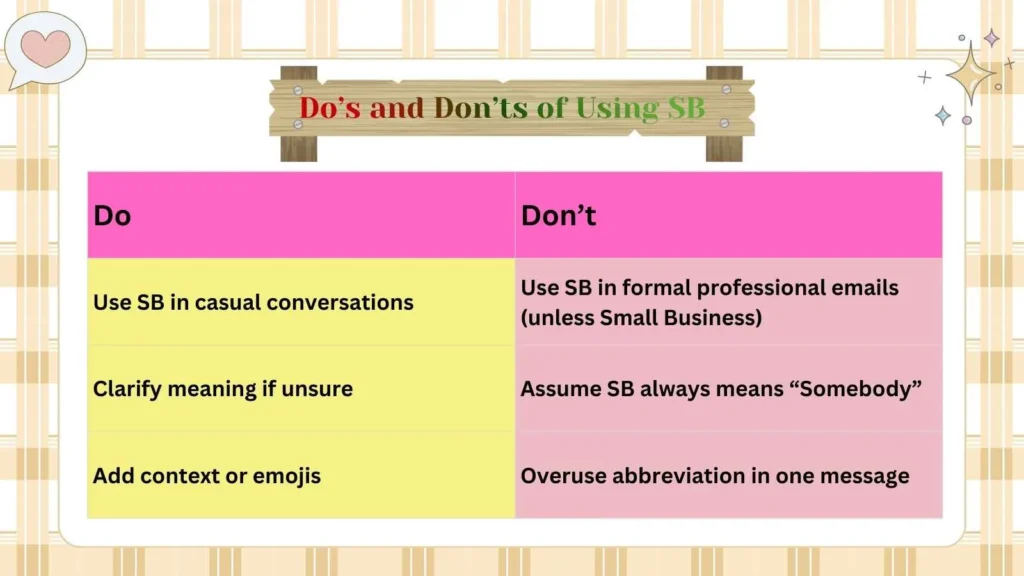 Do’s and Don’ts of Using SB