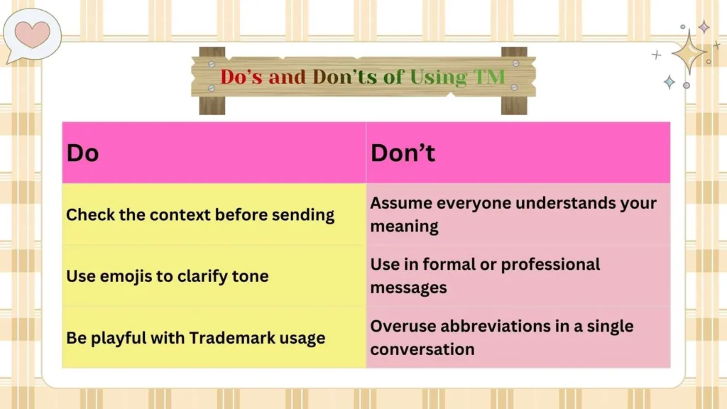 Do’s and Don’ts of Using TM