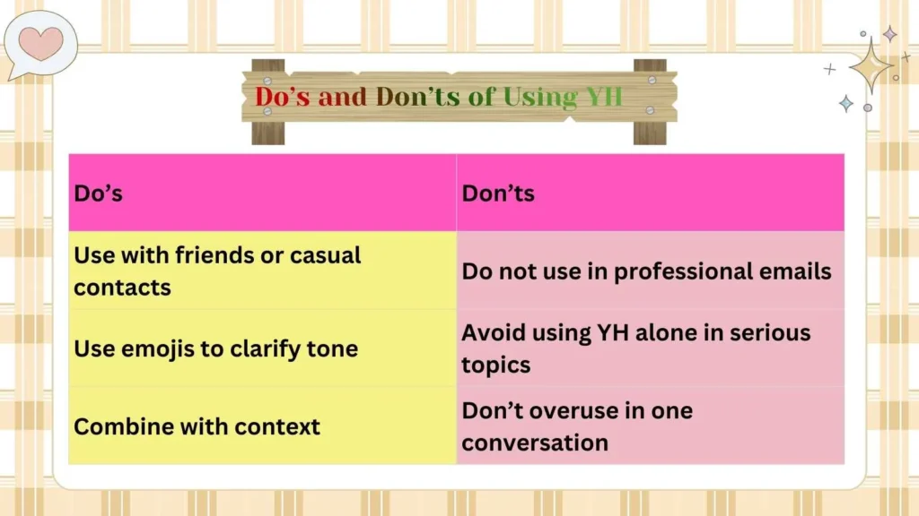 Do’s and Don’ts of Using YH