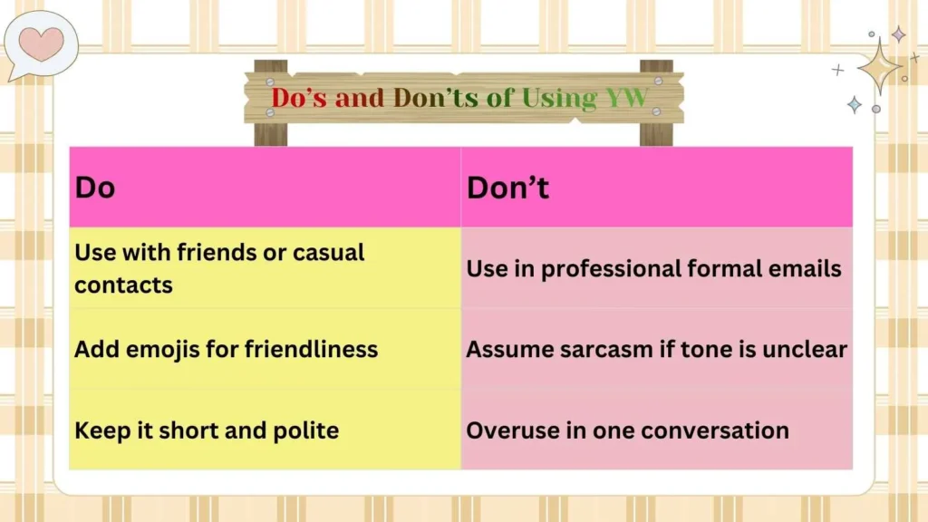 Do’s and Don’ts of Using YW 