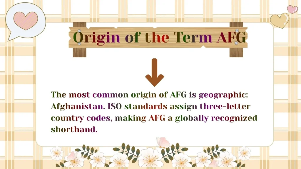Origin of the Term AFG 
