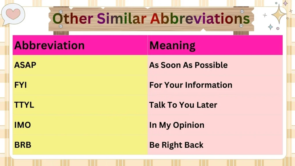 Other Similar Abbreviations