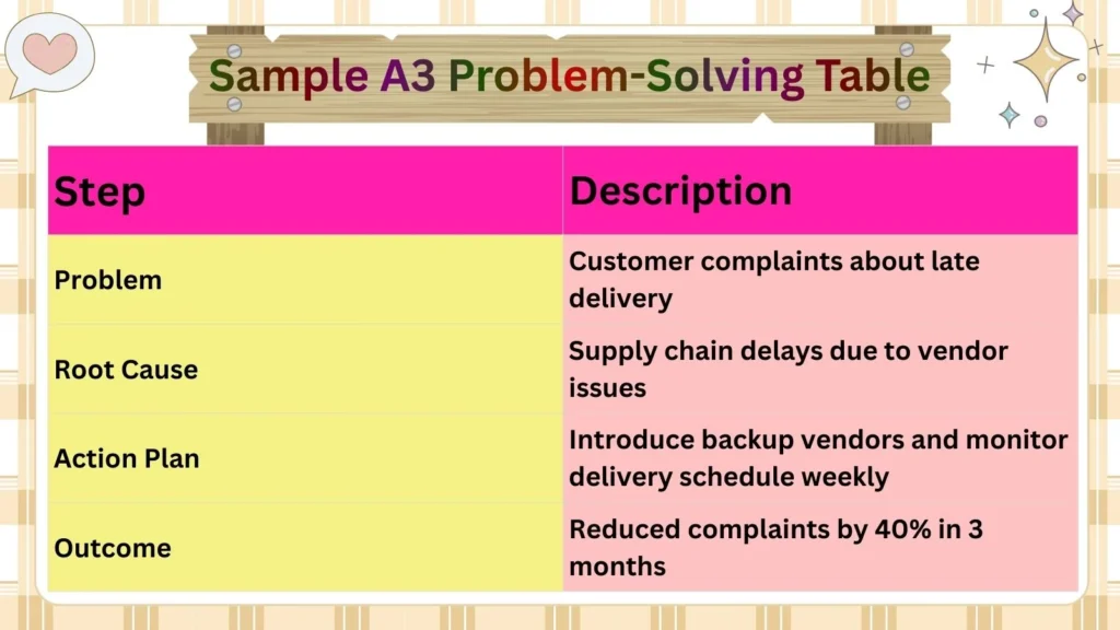 Sample A3 Problem-Solving Table